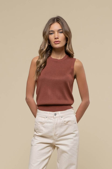 Cirena Sleeveless Sweater, Black or Cinnamon