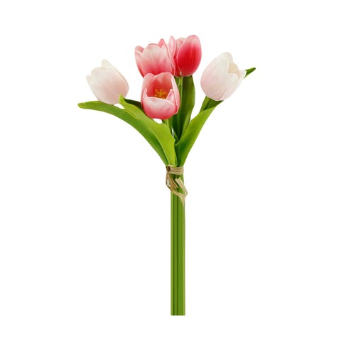 Tulips, Real-touch 5-stem bundle, 13" faux flower stems