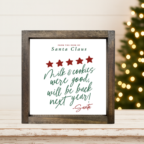 Santa’s Milk & Cookies Framed Sign - SKU: 4418