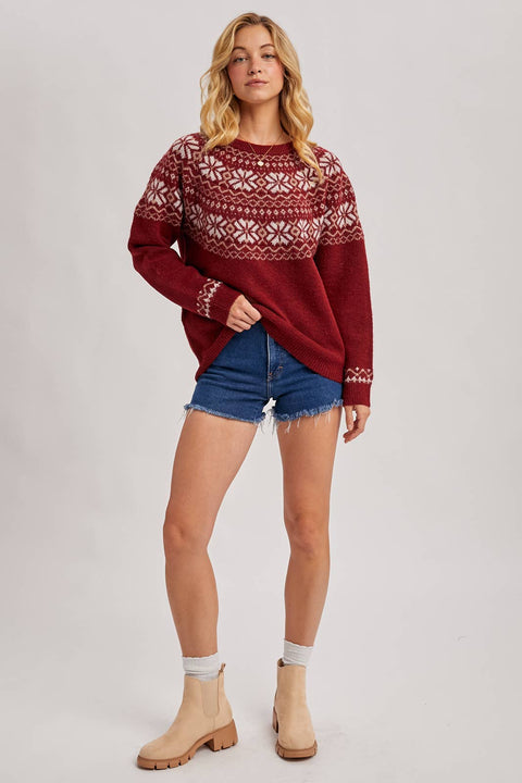 HOLIDAY FAIR ISLE KNIT SWEATER