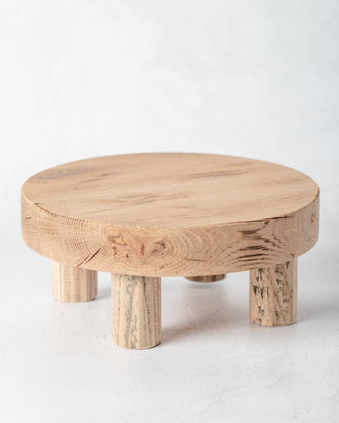 Round Reclaimed Wood Riser Stand | Made In USA