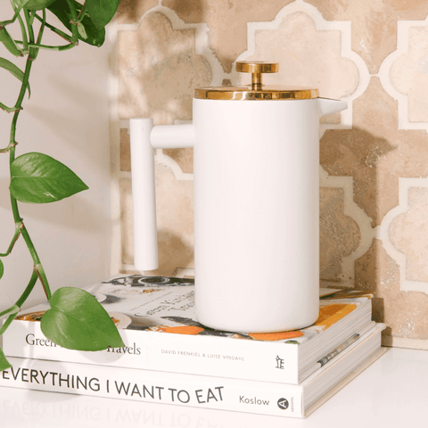 French Press | Matte White & Gold