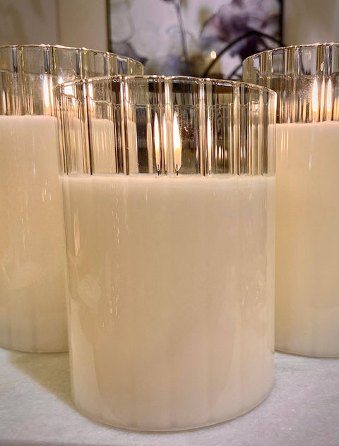 3.5x6" Faceted Simply Ivory Radiance Poured Candle
