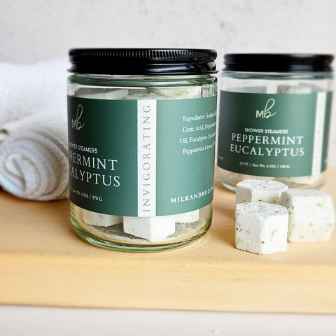 Peppermint Eucalyptus 12ct Mini Shower Steamer Jars | Aromatherapy