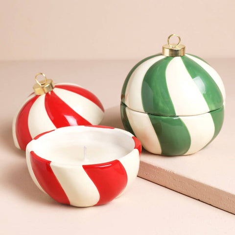 Candy Cane Stripe Cinnamon Bauble Candle