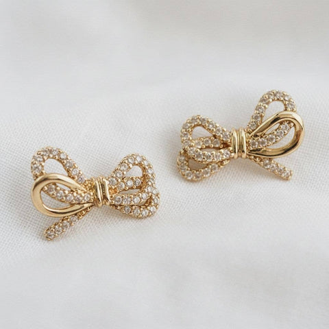 Cubic Zirconia Knot Bow Stud Earrings
