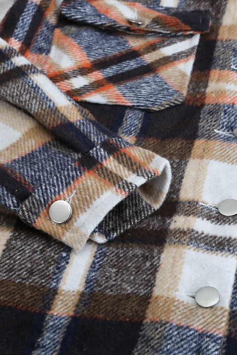 Plaid Print Pocketed Shacket