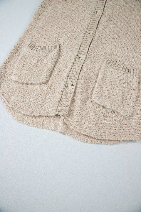 Collared Drop Shoulder Button Up Cardigan