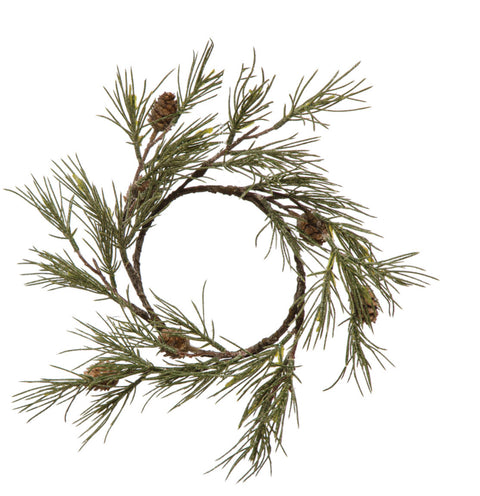 10" Round Faux Jack Pine Wreath with Pinecones and Glitter