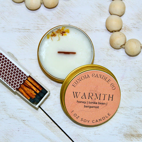 Warmth Soy Candle | 1 oz Gold Tin Candle