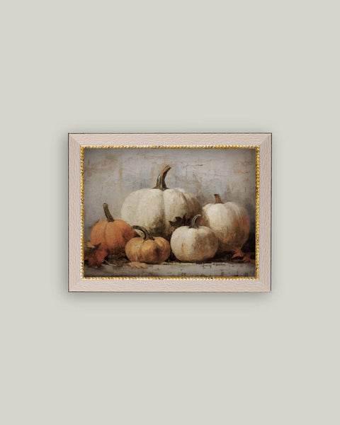 Vintage Pumpkins Framed Antique Art