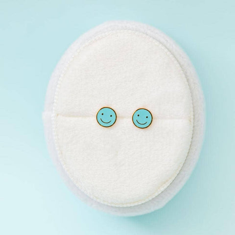 Blue Smiley Stud Earrings