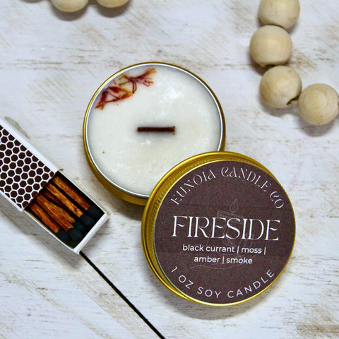 Fireside Soy Candle | 1 oz Gold Tin Candle