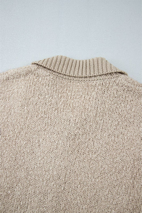 Collared Drop Shoulder Button Up Cardigan