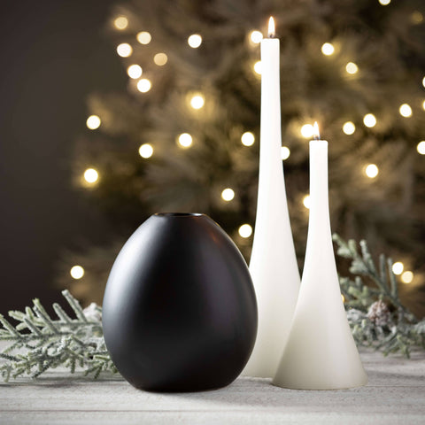 MODERN MATTE BLACK OVAL VASE