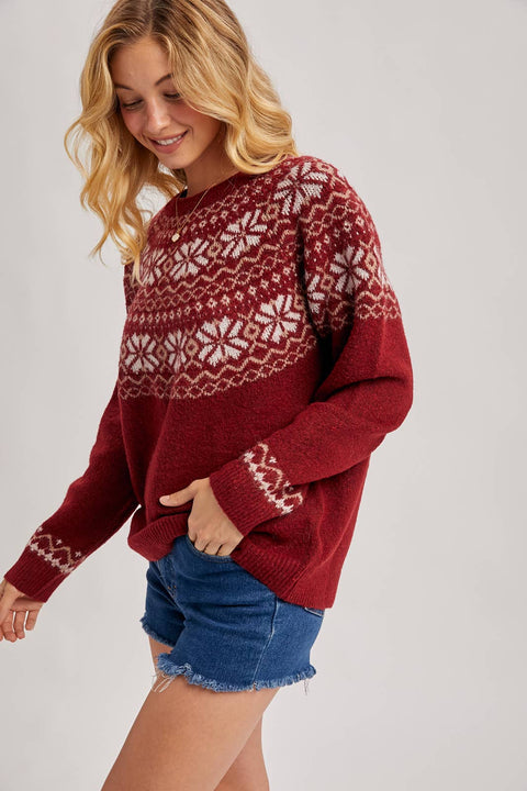 HOLIDAY FAIR ISLE KNIT SWEATER