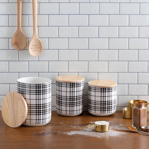 Black Plaid Canisters - 3 sizes
