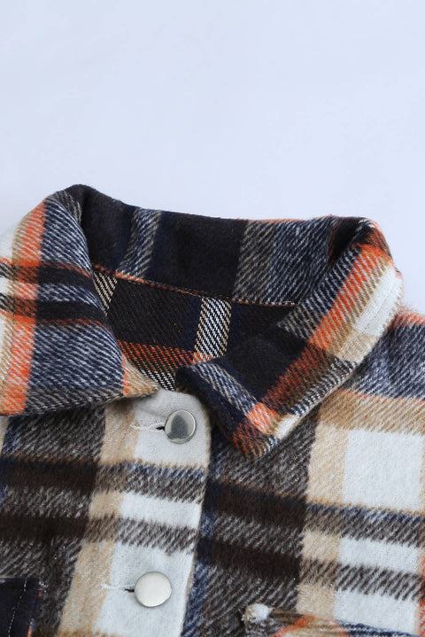 Plaid Print Pocketed Shacket