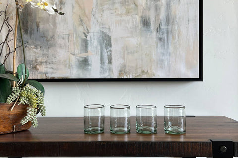 Handblown Mexican DOF Glasses - Clear Set of 4