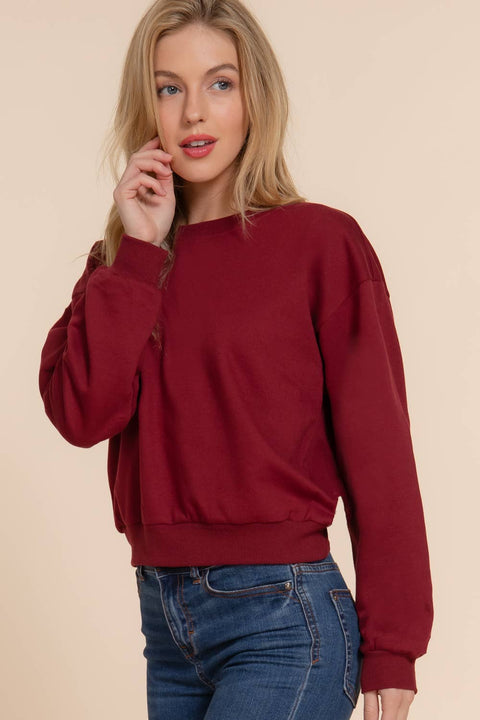 Long Sleeve Round Neck Crop Sweatshirt