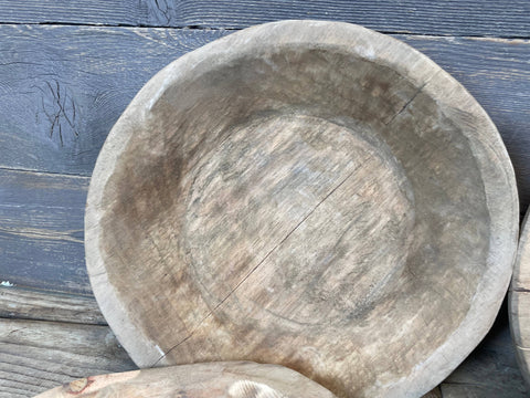 Raw Wood Round Handcrafted Bowl, 7-9 inches wide