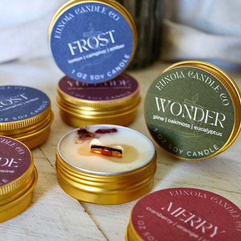 Frost Soy Candle | 1 oz Gold Tin Candle