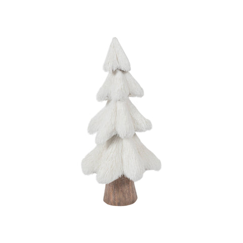 White Grass Covered 10" Table Top Tree Decor