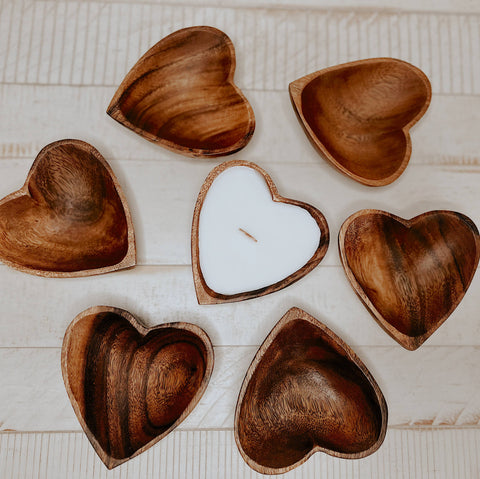 Wooden Heart Bowl Candles - 3 oz.