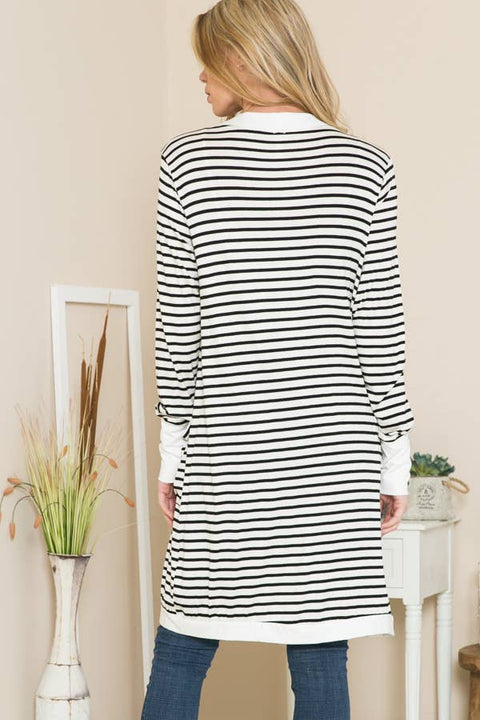 Cerrena Gold Stripe Midi Open Cardigan