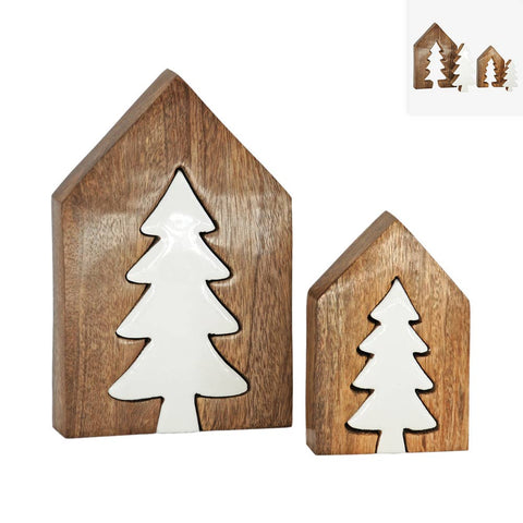 Wood Puzzle House & Tree Blocks - 2 Sizes