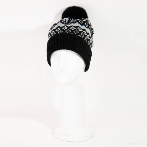 Tribal Pattern Pom Beanie