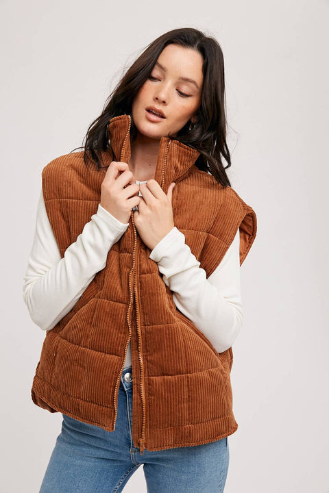 CORDUROY QUILTED PUFFER VEST