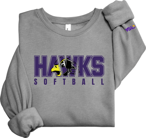 Chaska Hawks Softball Inset Logo Ultra Soft Crewneck Sweatshirt