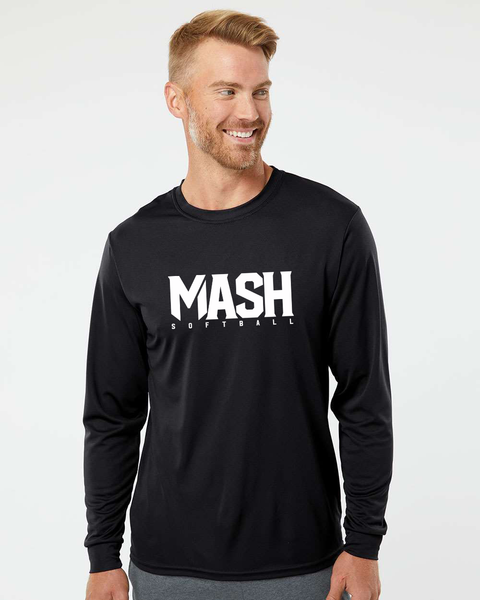 Mash Long Sleeve Black Performance Unisex Tee