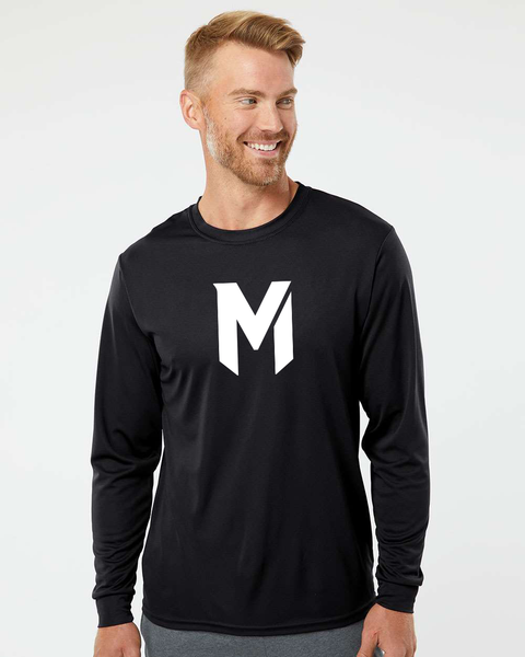 Mash Long Sleeve Black Performance Unisex Tee