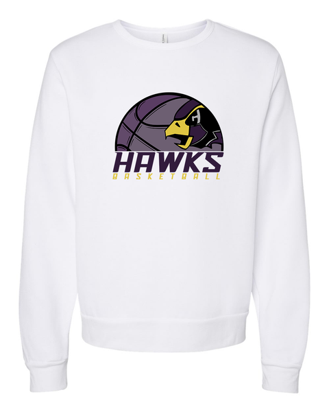 Chaska Hawks Basketball Ultra Soft Unisex Crewneck Sweatshirt, White