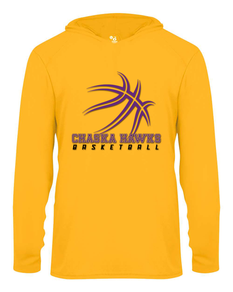 Chaska Hawks Basketball Long Sleeve Youth Performance Tee with Hood