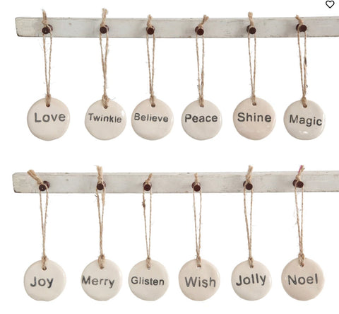 Tag Ornament with Holiday Word, 12 Styles