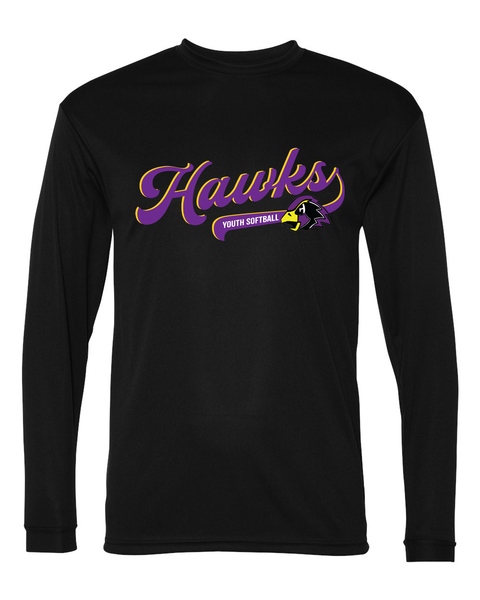 Chaska Hawks Script Softball - Youth Long-Sleeve Performance Tee