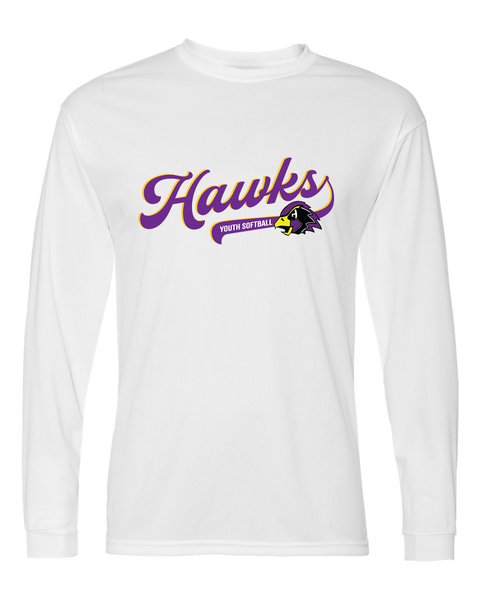 Chaska Hawks Script Softball - Youth Long-Sleeve Performance Tee