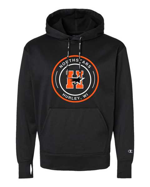 Hurley Northstars Circle Badge Champion Sport Hoodie, Black Unisex