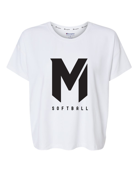 Mash Softball Logo Champion Women's Fit White Tee