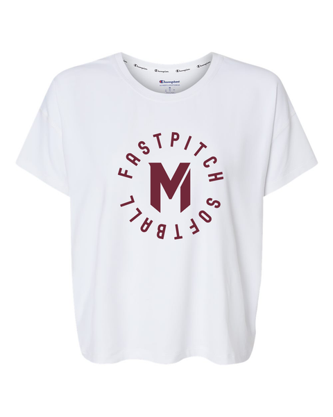 Mash Softball Logo Champion Women's Fit White Tee