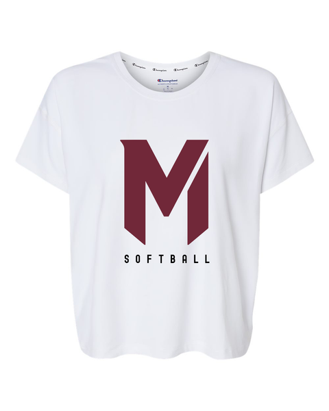 Mash Softball Logo Champion Women's Fit White Tee