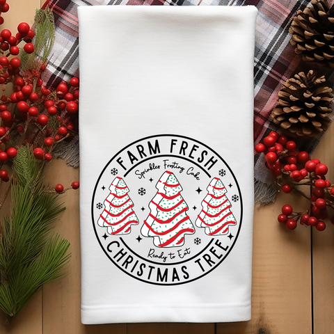 Farm Fresh Christmas Tree Cakes Kitchen Towel