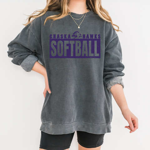Chaska Hawks Softball Comfort Colors Adult Unisex Sweatshirt