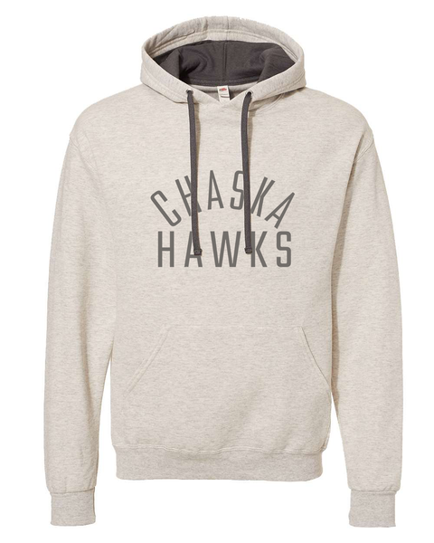 Chaska Hawks Neutral Hoodie, Contrast Hood