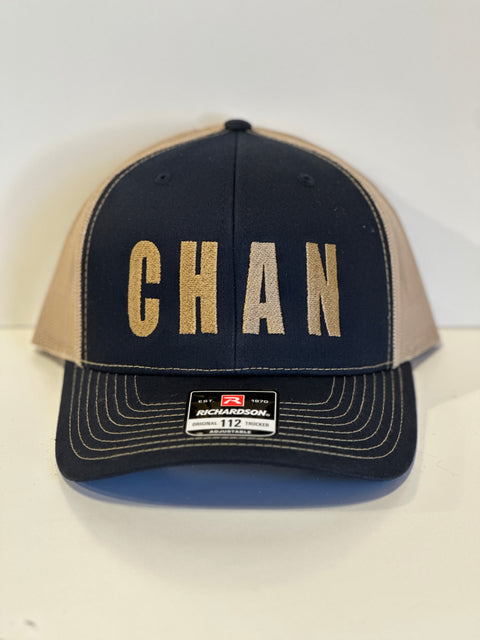 CHAN Trucker Hat, Snapback Cap - Navy & Gold