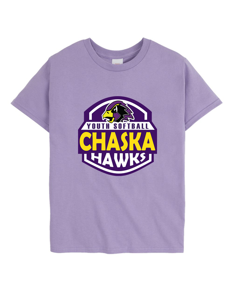 Chaska Hawks Softball Badge - Youth Tee, Lavender