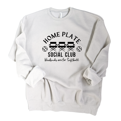 Home Plate Social Club Ultrasoft Crewneck Sweatshirt, Baseball Softball